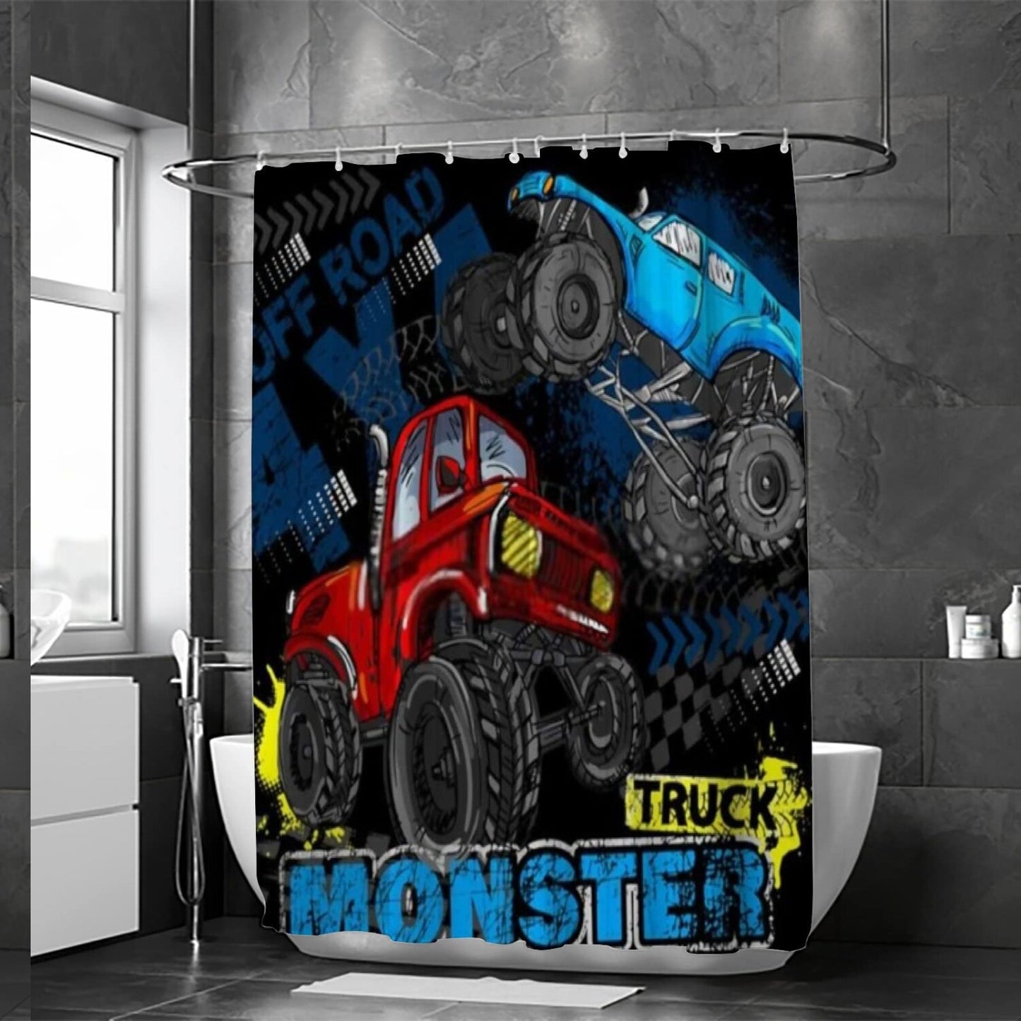 Blue Monster Truck Shower Curtain 60 x 72 Inches