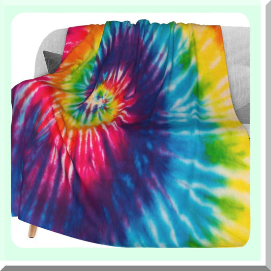 CozyFluff Tie Dye Fleece Throw 50"x60" for Living Room
