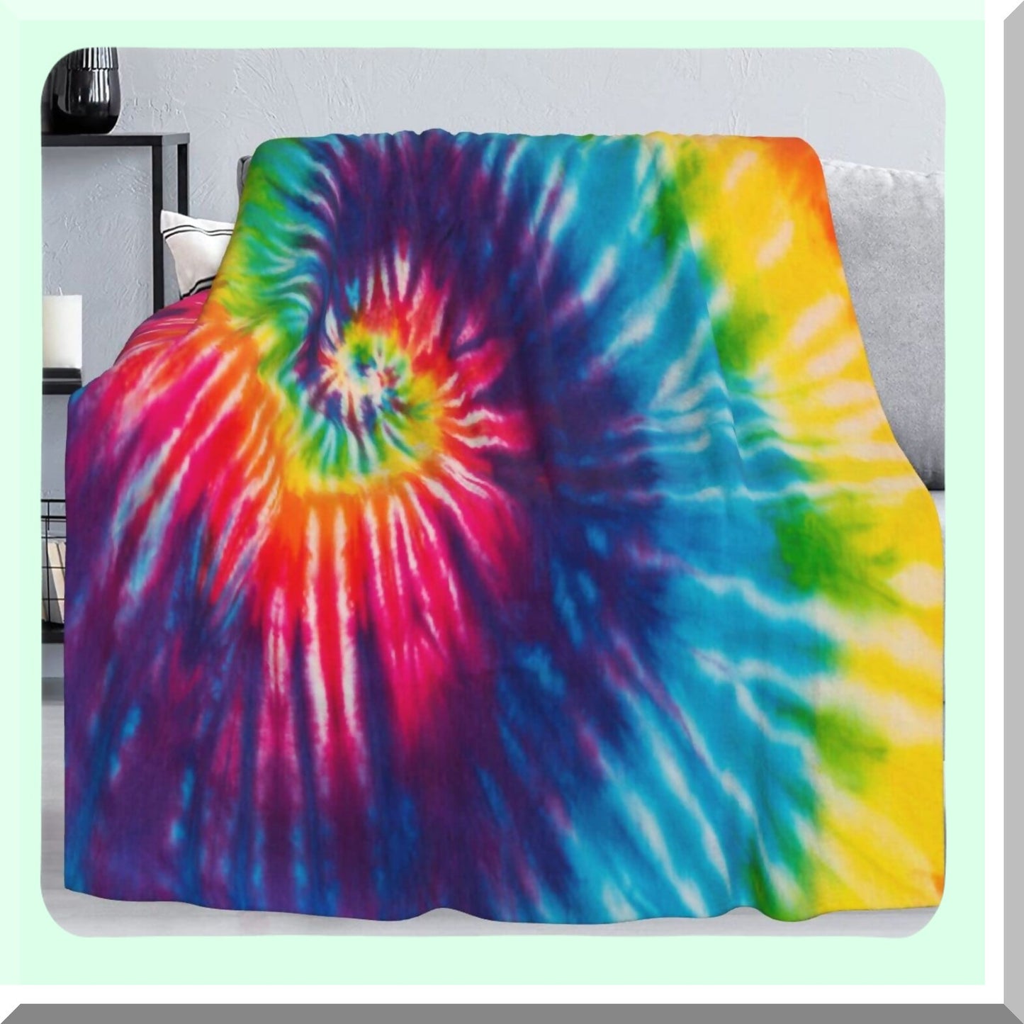 Vibrant CozyFluff Tie Dye Fleece Throw - 50"x60" All-Season Warm Soft Blanket for Living Room, Bedroom, Sofa, Couch, Kids & Adults"