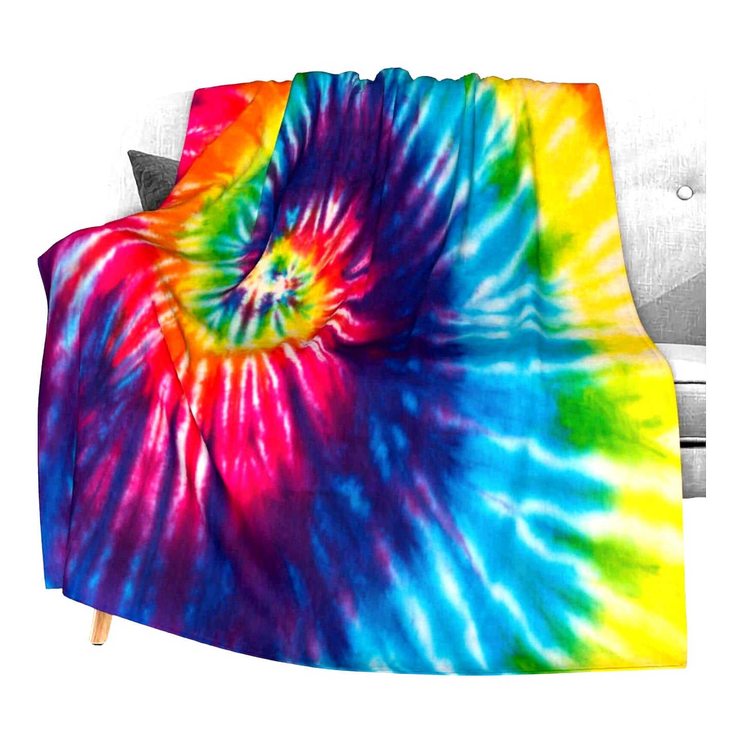 Vibrant CozyFluff Tie Dye Fleece Throw - 50"x60" All-Season Warm Soft Blanket for Living Room, Bedroom, Sofa, Couch, Kids & Adults"