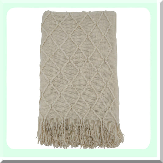 CozyIvory Knit Throw Blanket 50"x60"