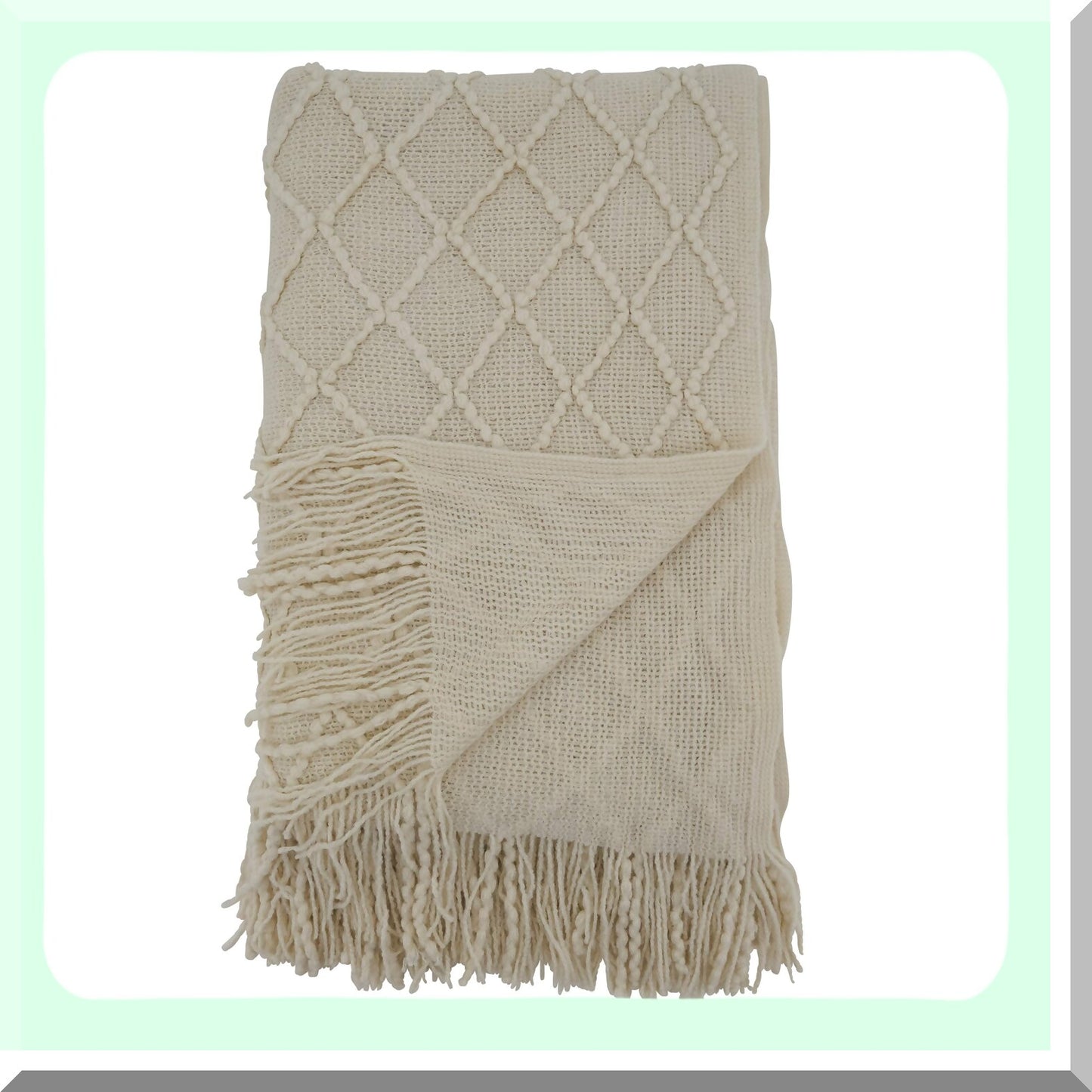 CozyIvory Knit Throw Blanket - 50"x60" Luxurious Softness