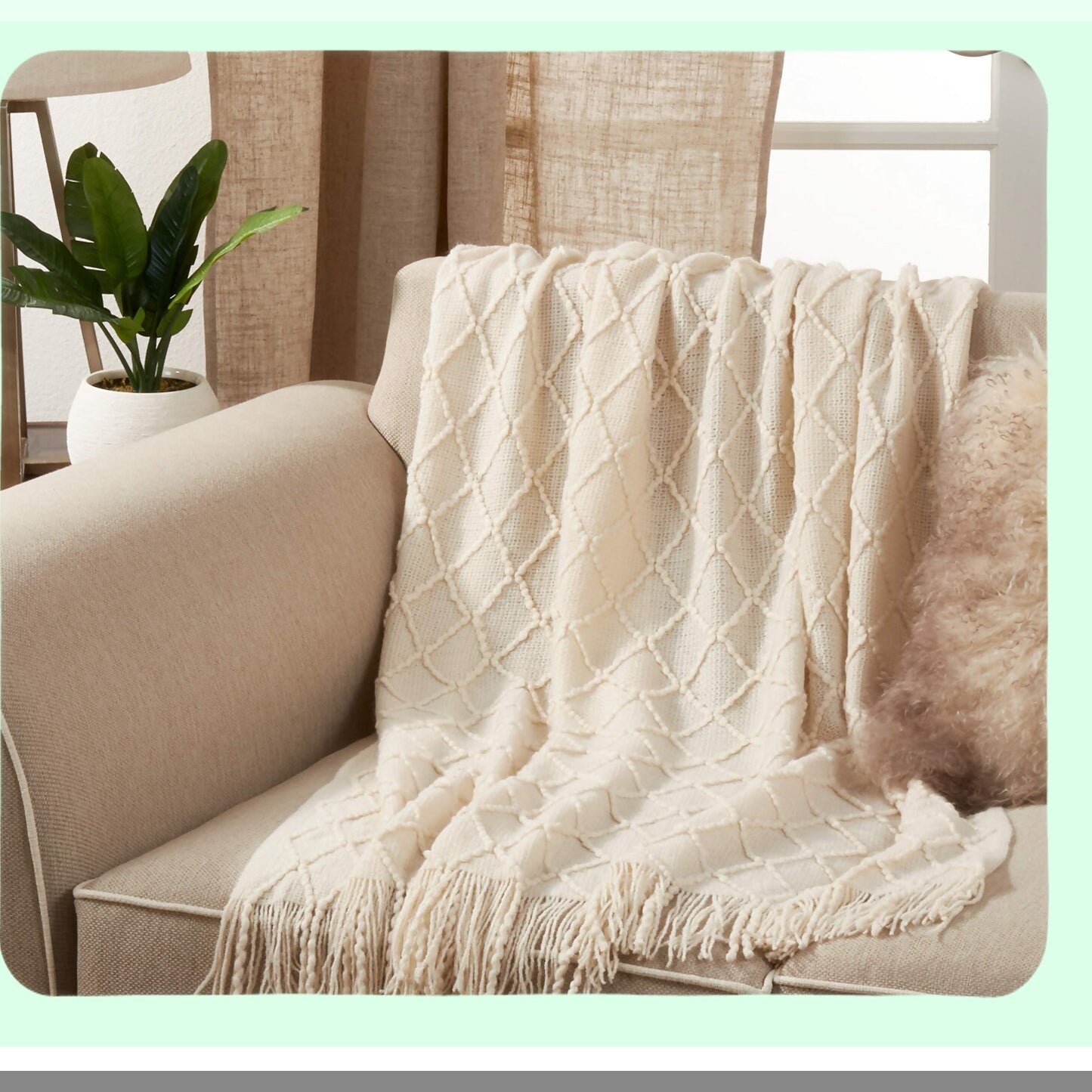 CozyIvory Knit Throw Blanket - 50"x60" Luxurious Softness