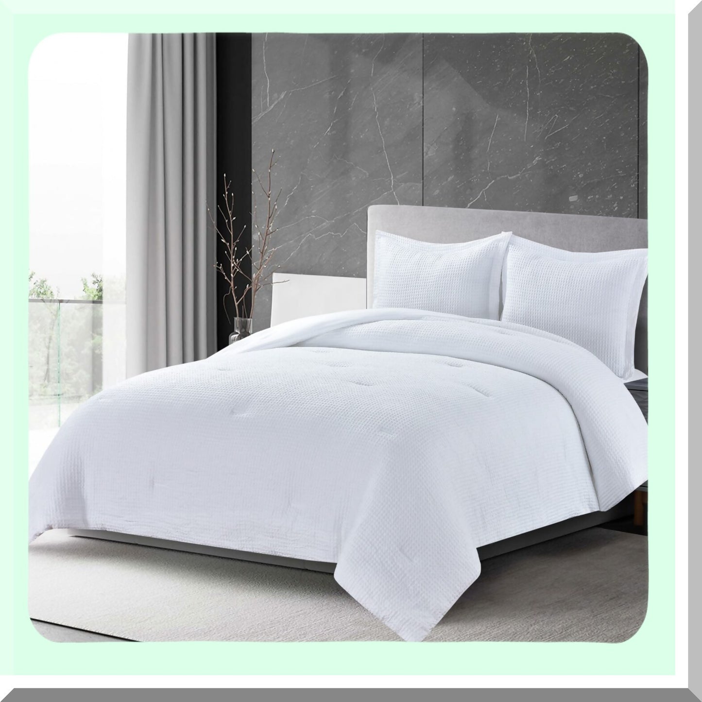 CozyDreams 3-Piece Waffle Weave Comforter Set - Soft All Season Bedding for Full Size Bed - White - Luxurious and Comfortable - Bedroom Essentials