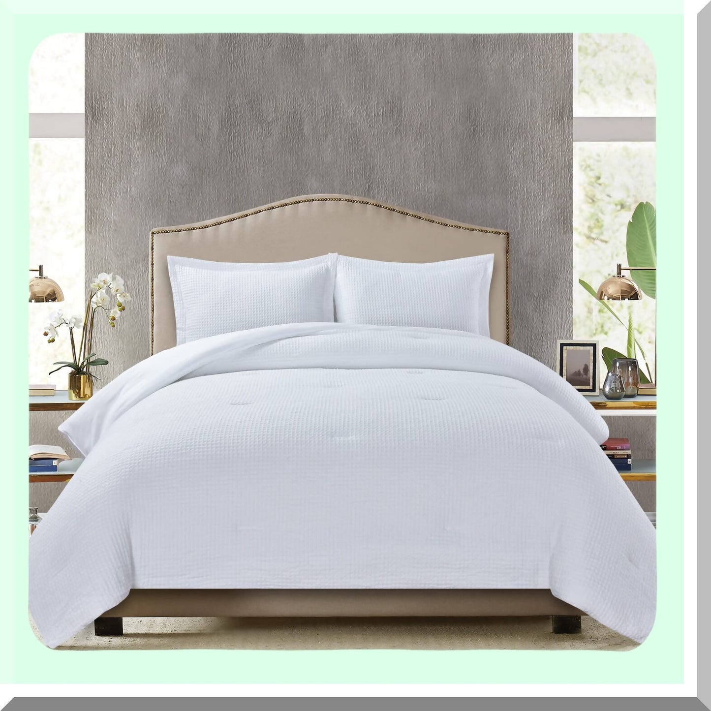 CozyDreams 3-Piece Waffle Weave Comforter Set - Soft All Season Bedding for Full Size Bed - White - Luxurious and Comfortable - Bedroom Essentials