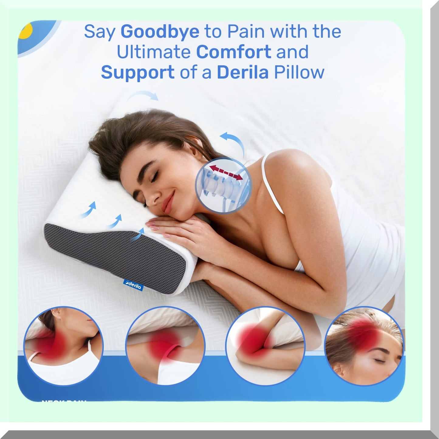 ErgoRelief Cervical Support Pillow - Contour Design for Neck Pain Relief, Anti-Snoring Bed Pillow for Side, Back, Stomach Sleepers