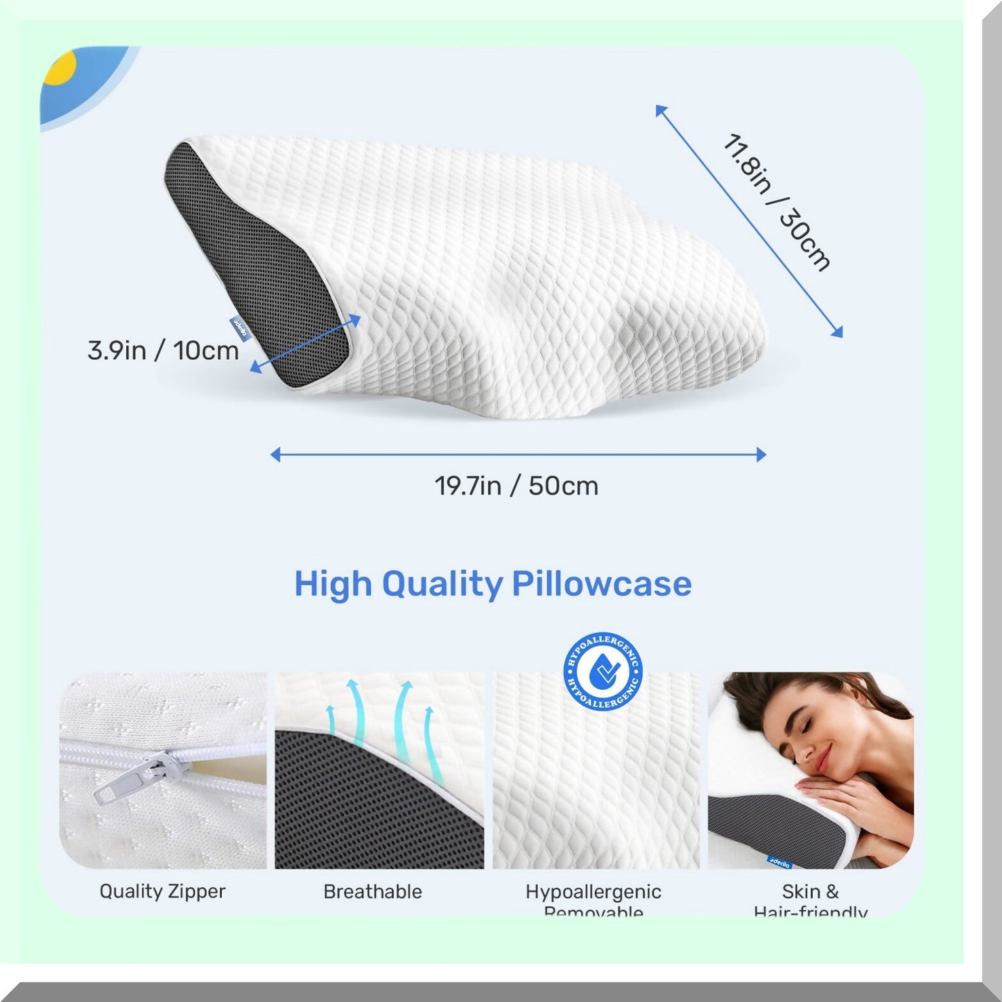 ErgoRelief Cervical Support Pillow - Contour Design for Neck Pain Relief, Anti-Snoring Bed Pillow for Side, Back, Stomach Sleepers