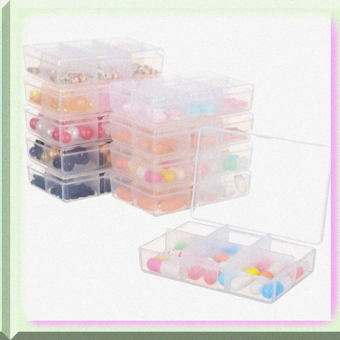 10PCS Plastic Jewelry Organizer Box 6 Grid Clear