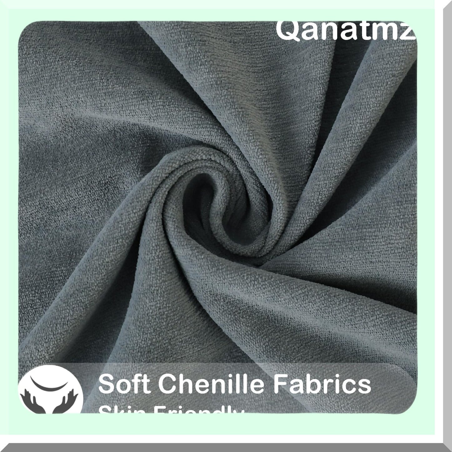 Chenille Blue Cozy Throw Pillow Covers - Set of 2 Decorative Square Cushion Cases for Sofa Decor - Soft & Dusty - 18 x 18 Inches