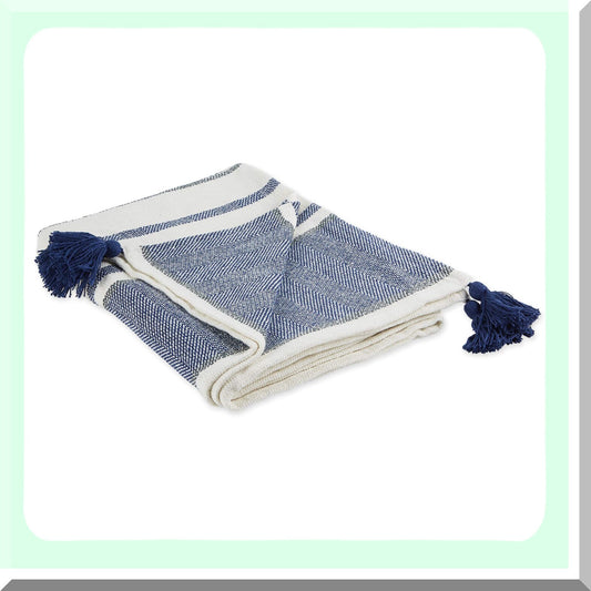 Classic Chevron Comfort Throw Compatible with Navy 50x60