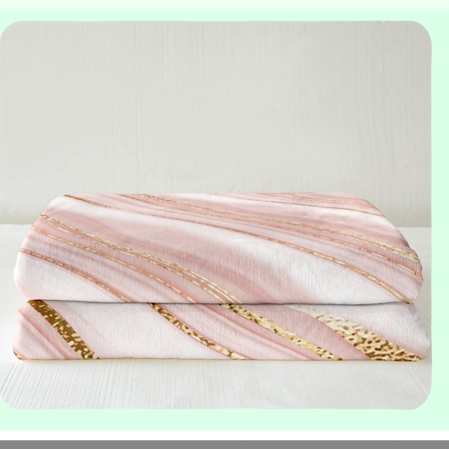 Golden Pink Marble Sherpa Blanket - Luxurious Glitter Throw for Kids, Teens, and Adults - Abstract Geometric Fleece for Bed or Couch