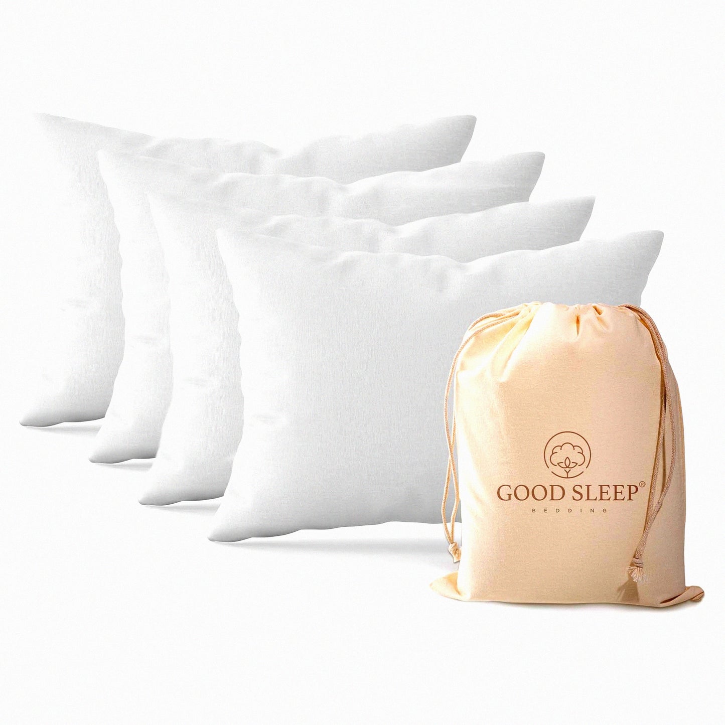 Luxury Cotton Pillowcase Set - Queen Standard, 800 TC, Hair Care, Silky Soft Sateen Weave, White, 4" Hem, Bed Pillow Covers - Improve Quality, Pack of 4