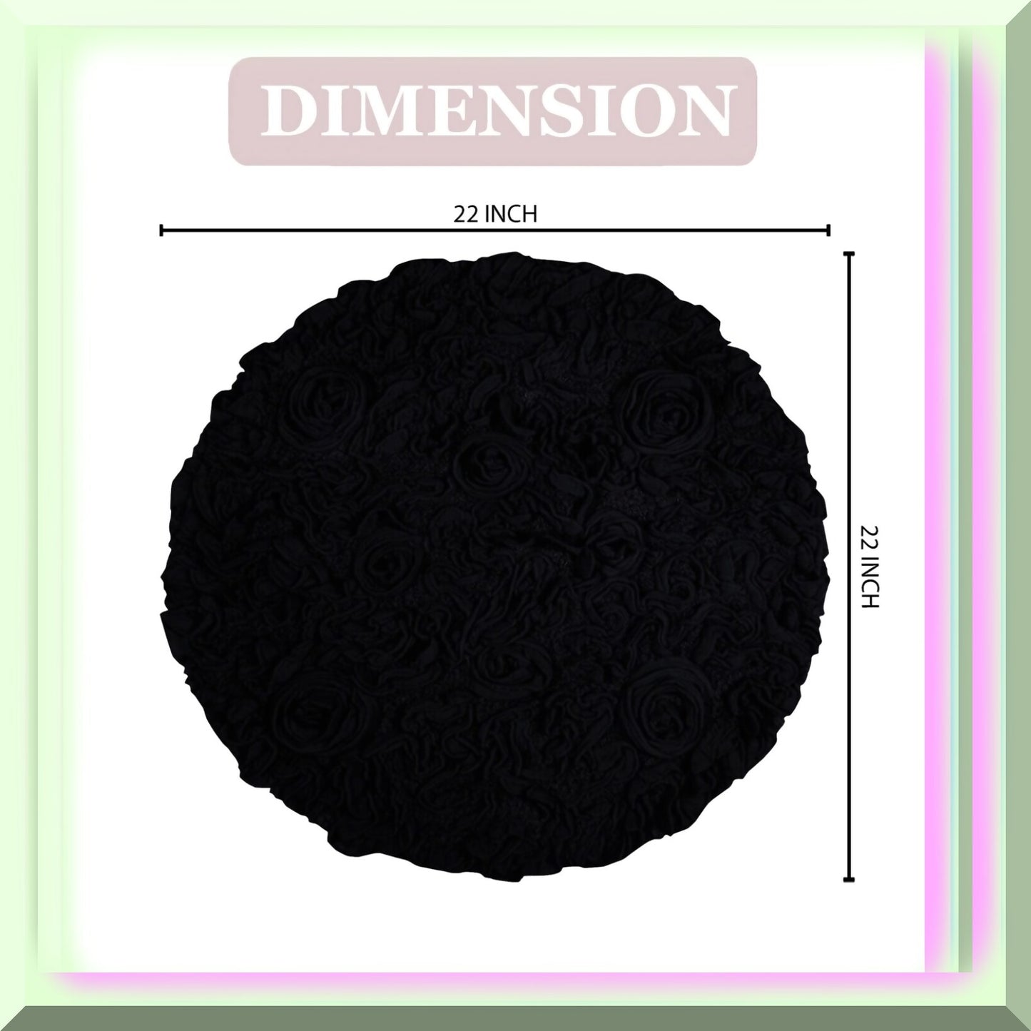 22" Round Cotton Tufted Bath Rug Black