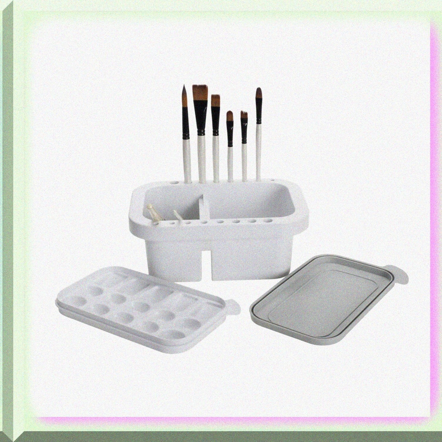 Multi-Purpose Brush Washer Basin with Palette 9x6x4