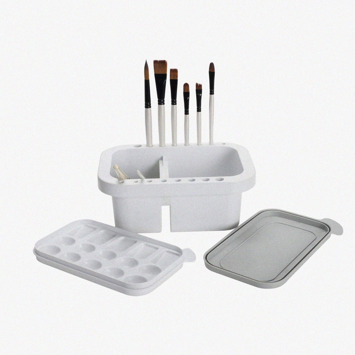 Multi-Purpose Brush Washer Basin with Palette 9x6x4