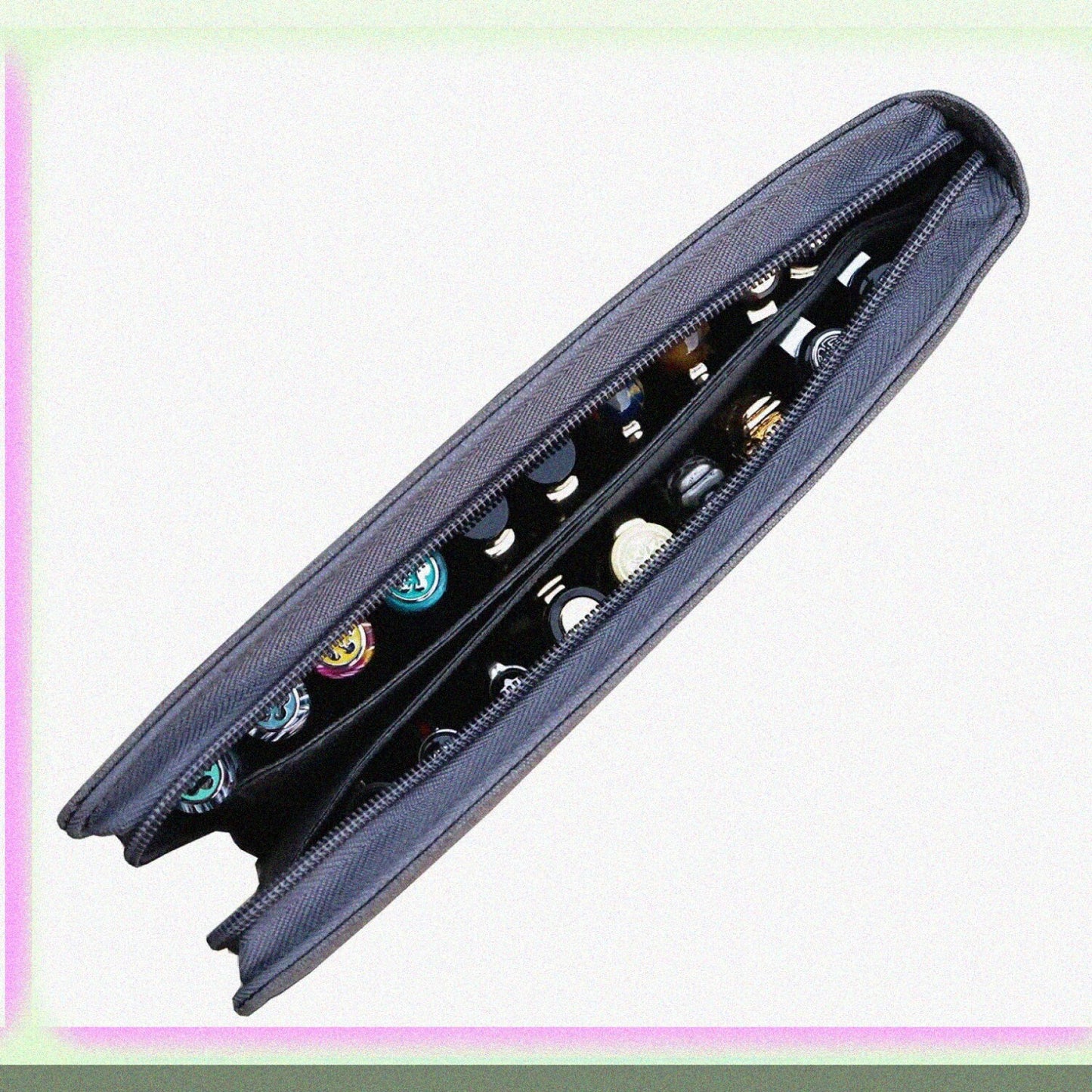 40 Slot Gray Fountain Pen Case Waterproof Canvas