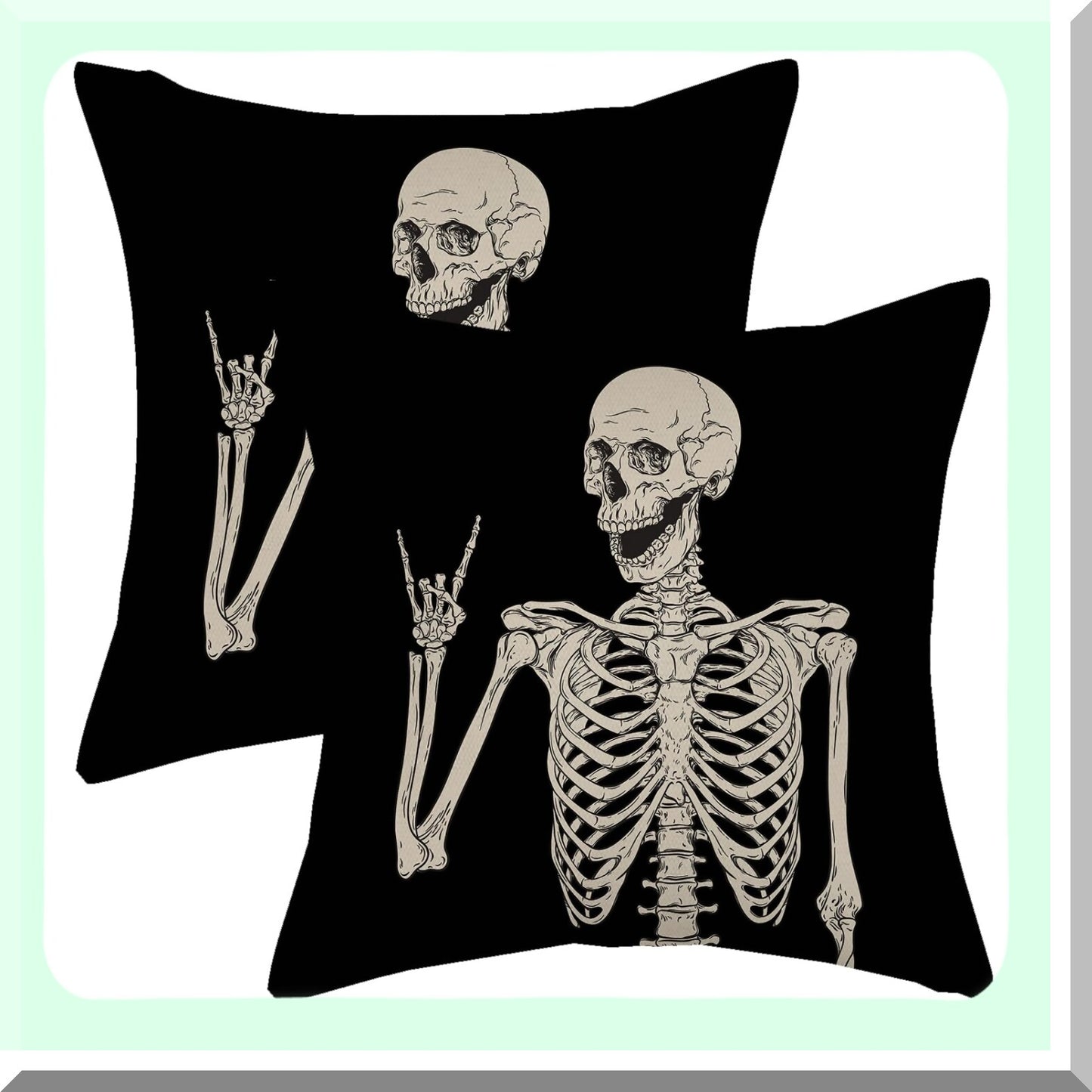 Skull Skeleton Decor Pillow Covers 20x20 Set of 2 - Indoor Outdoor Throw Pillows Case for Couch Sofa Bed Car Decorations - Decorative Cushion Cases