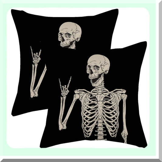 Skull Skeleton Decor Pillow Covers 20x20 Set of 2