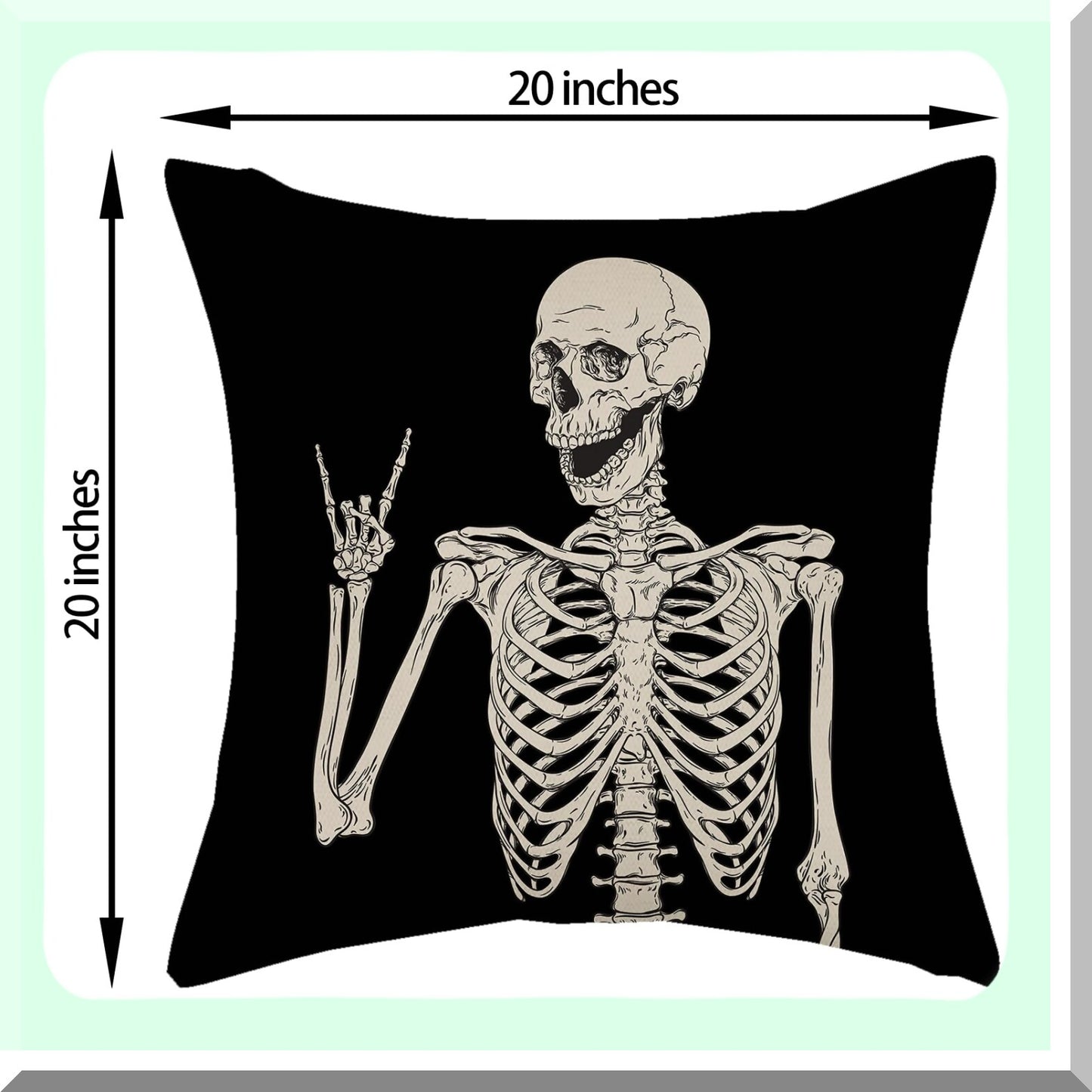Skull Skeleton Decor Pillow Covers 20x20 Set of 2 - Indoor Outdoor Throw Pillows Case for Couch Sofa Bed Car Decorations - Decorative Cushion Cases