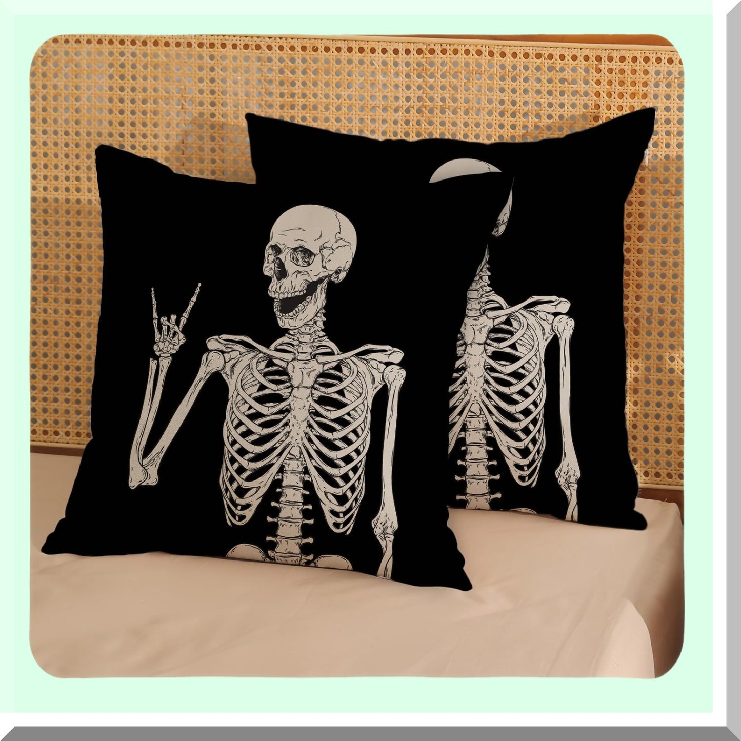 Skull Skeleton Decor Pillow Covers 20x20 Set of 2 - Indoor Outdoor Throw Pillows Case for Couch Sofa Bed Car Decorations - Decorative Cushion Cases