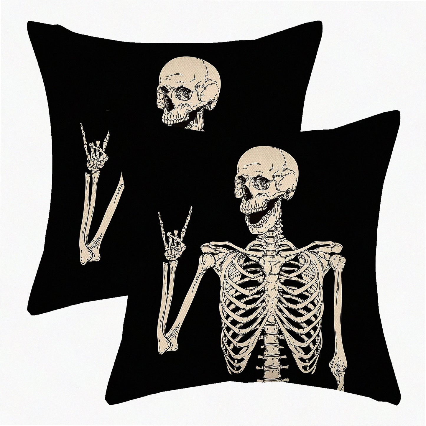 Skull Skeleton Decor Pillow Covers 20x20 Set of 2 - Indoor Outdoor Throw Pillows Case for Couch Sofa Bed Car Decorations - Decorative Cushion Cases