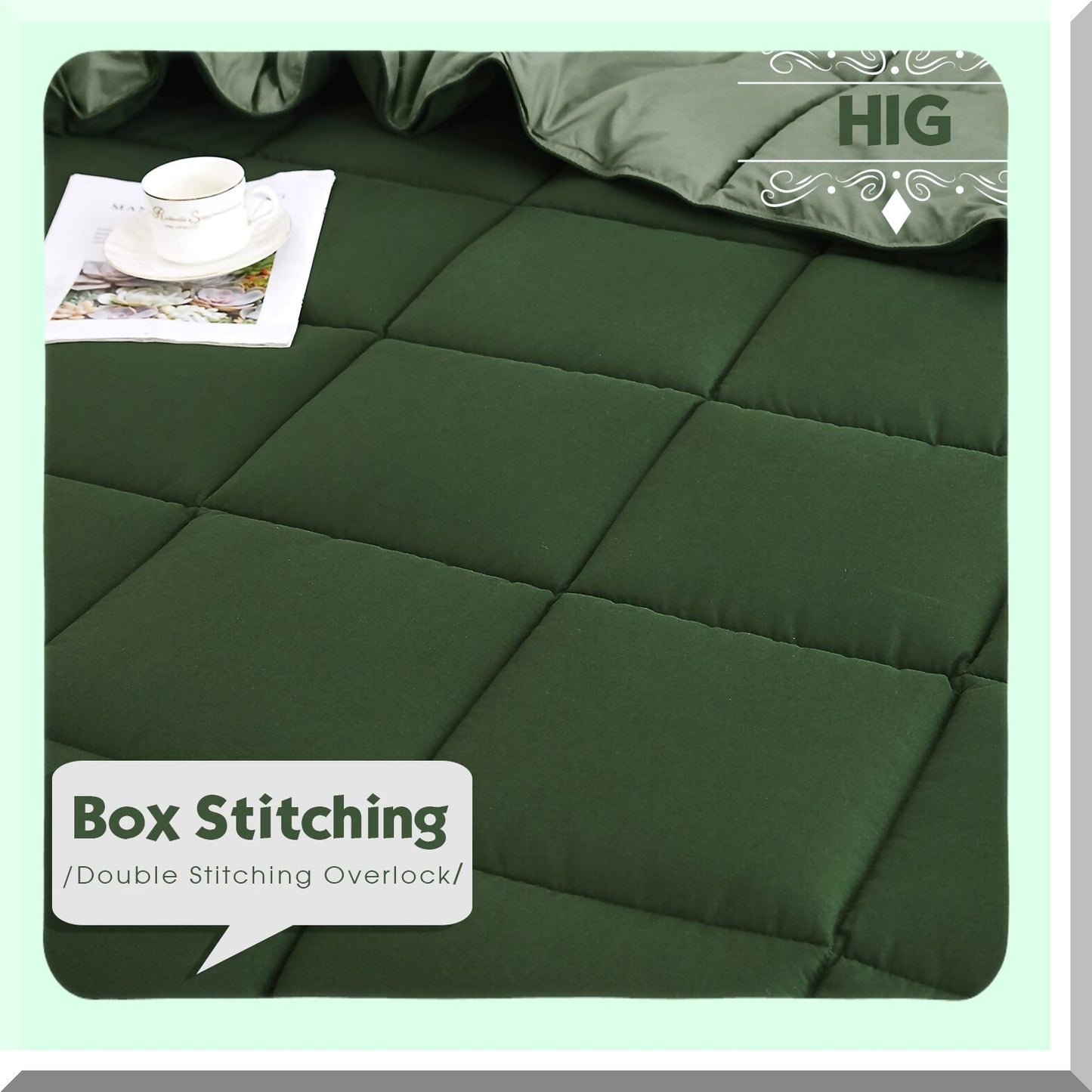 Green Dream Comforter Set - Twin XL Size | All Season Reversible Quilted Duvet Insert with Sham | Box Stitched for Breathable, Soft, Fluffy Sleep | Corner Tabs for Secure Fit