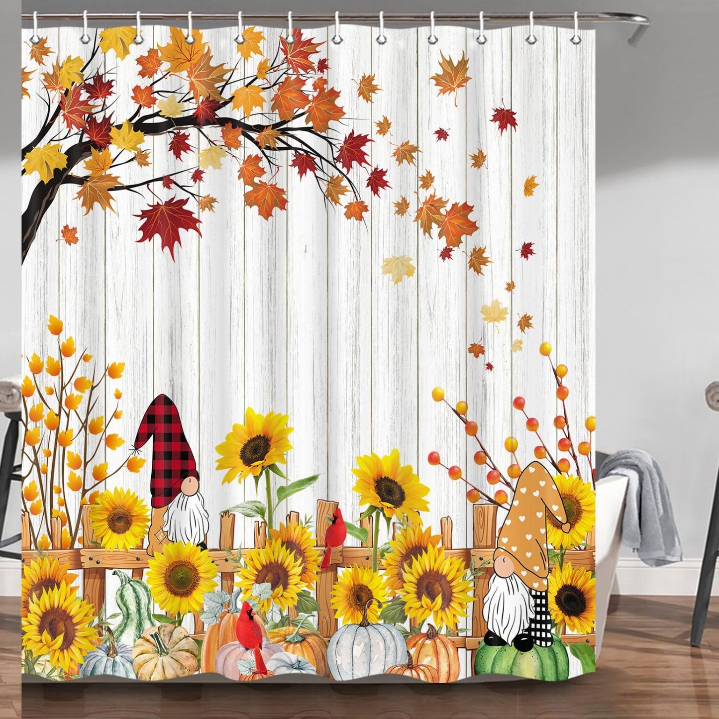 Thanksgiving Farmhouse Pumpkin Fall Shower Curtain 72"x72"