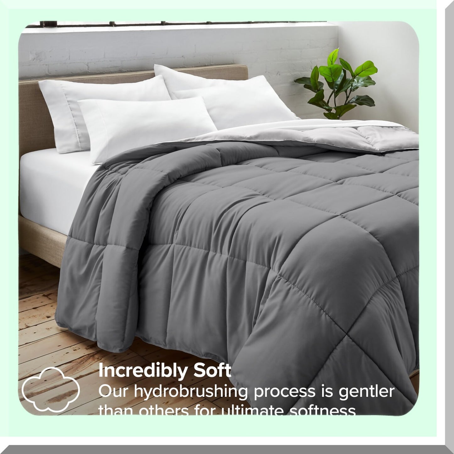 UltraSoft Down Alternative Comforter - Reversible Grey/Light Grey - All Season Premium Bedding - California Comforter 1800 Series - Warmth & Comfort