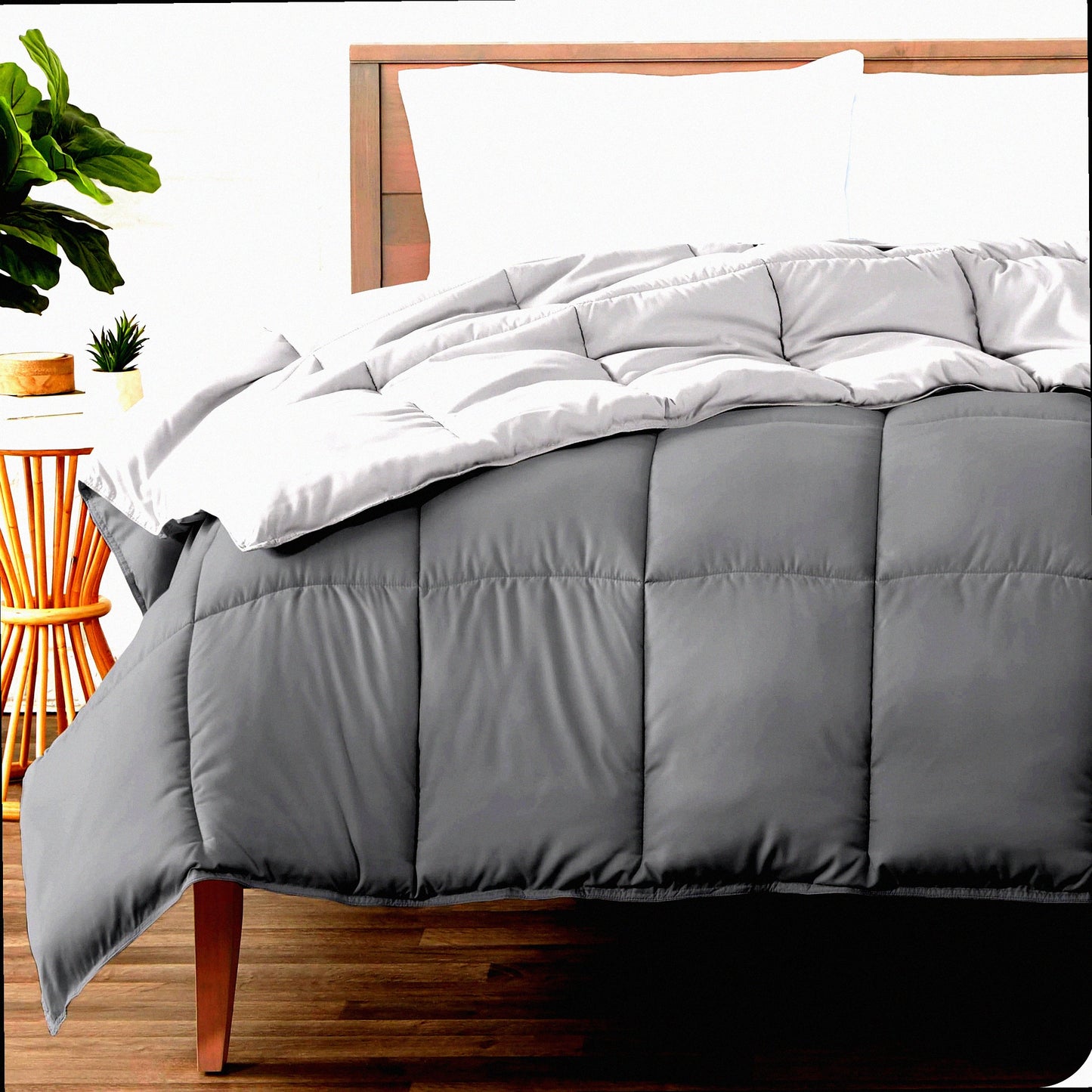 UltraSoft Down Alternative Comforter - Reversible Grey/Light Grey - All Season Premium Bedding - California Comforter 1800 Series - Warmth & Comfort