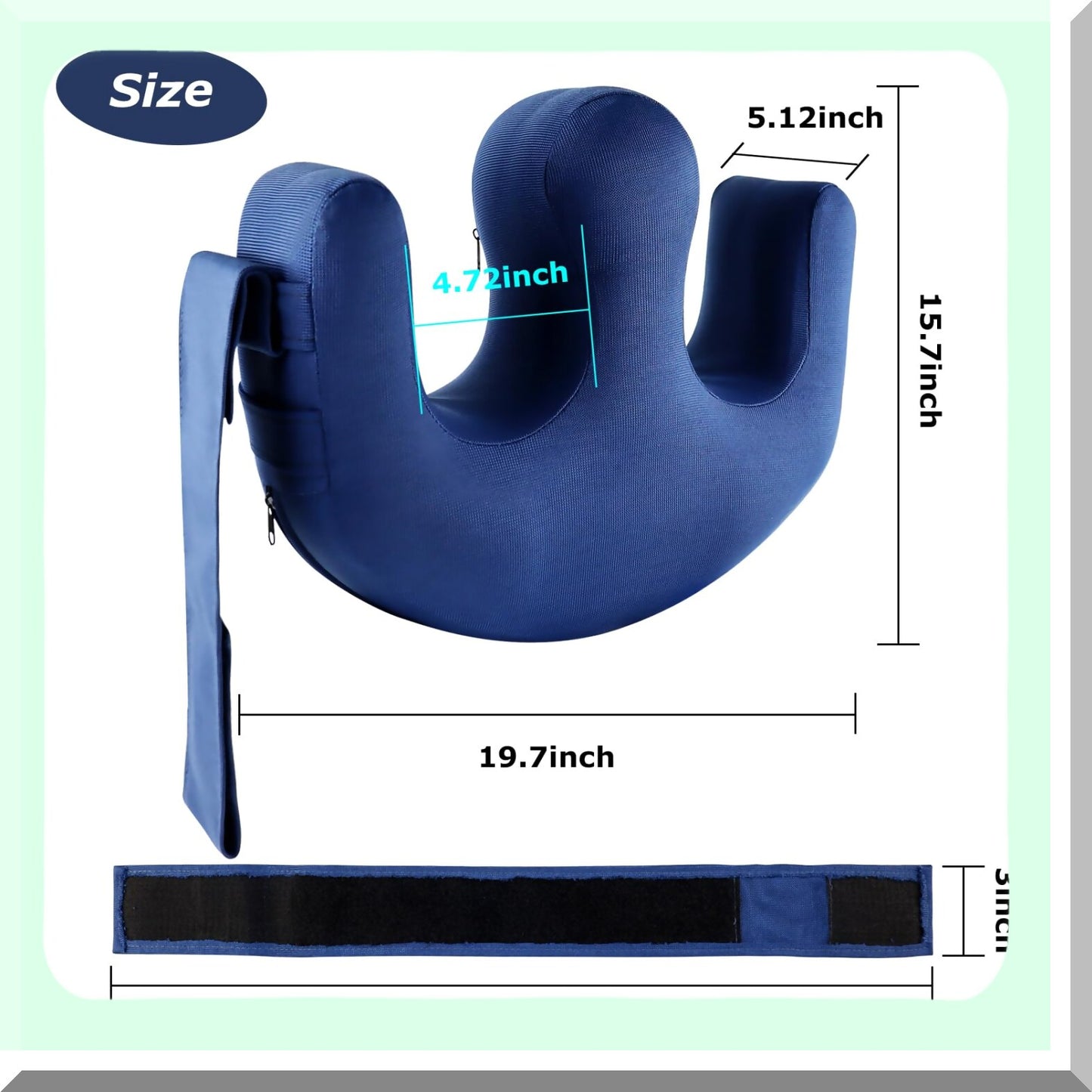 MuscleCare Elderly Turning Pillow - Insufflation Device with Removable Straps for Bedridden Seniors - Dark Blue Polyester Nursing Aid
