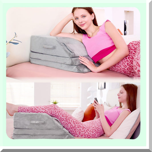 SwellEase Leg Elevate Memory Foam Wedge - Pain Relief Pillow for Surgery Recovery, Sciatica, Knee & Ankle Pain - Adjustable 3-Height Support for Bed