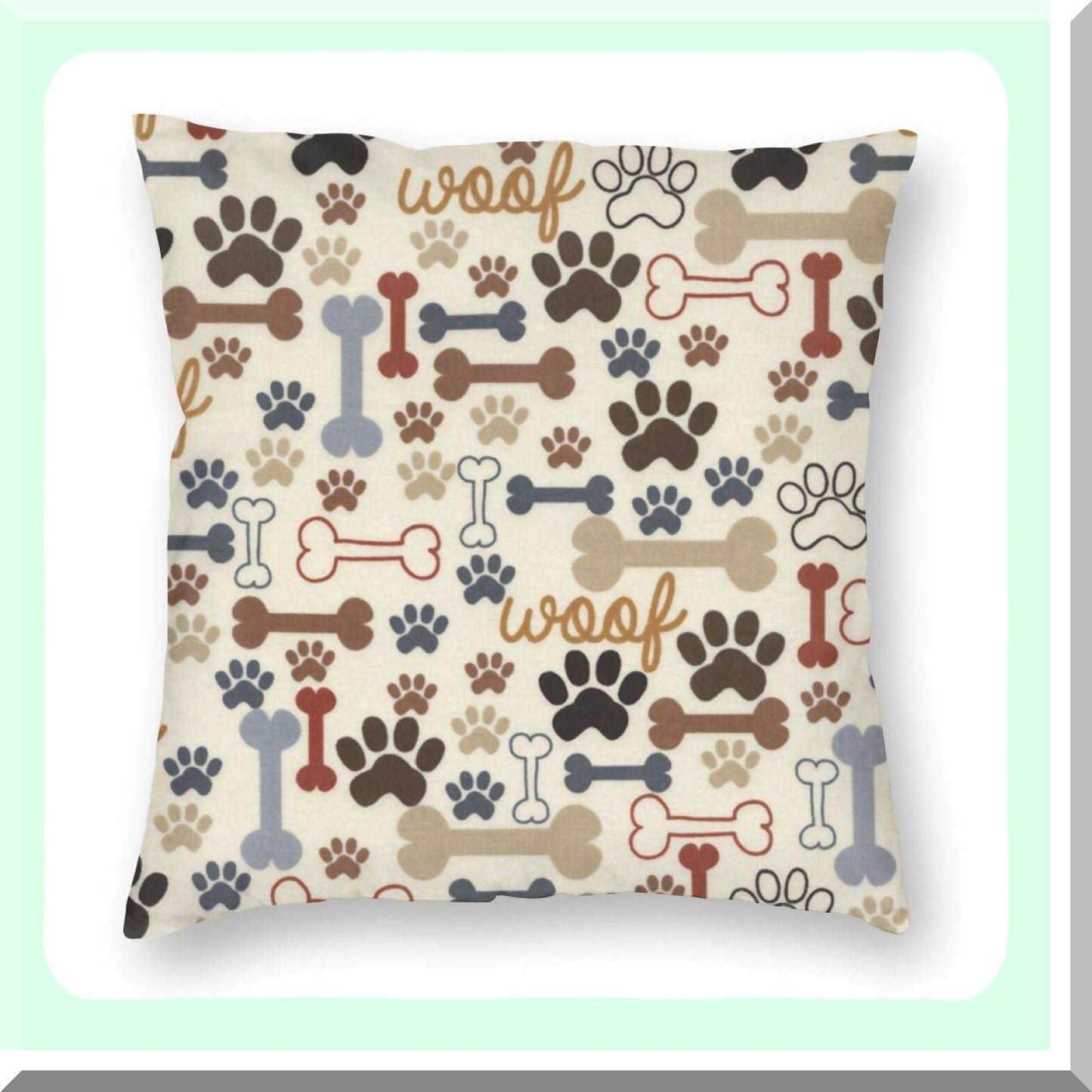 Pawfect Pup Bone Pillow Cover - Decorative Throw Pillows 18x18 Inch Square Cushion Case with Zipper - Sofa Home Decor for Couch Bedroom Patio