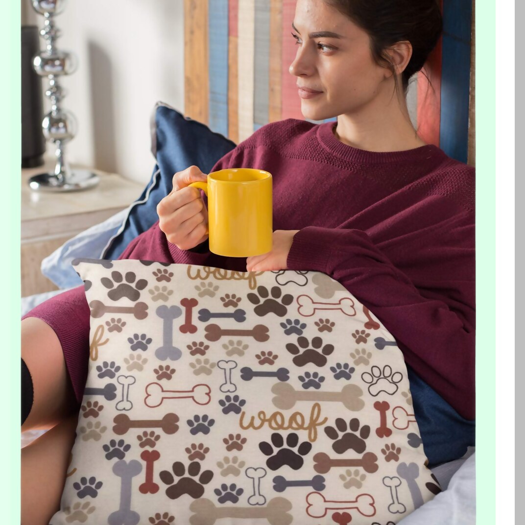 Pawfect Pup Bone Pillow Cover - Decorative Throw Pillows 18x18 Inch Square Cushion Case with Zipper - Sofa Home Decor for Couch Bedroom Patio