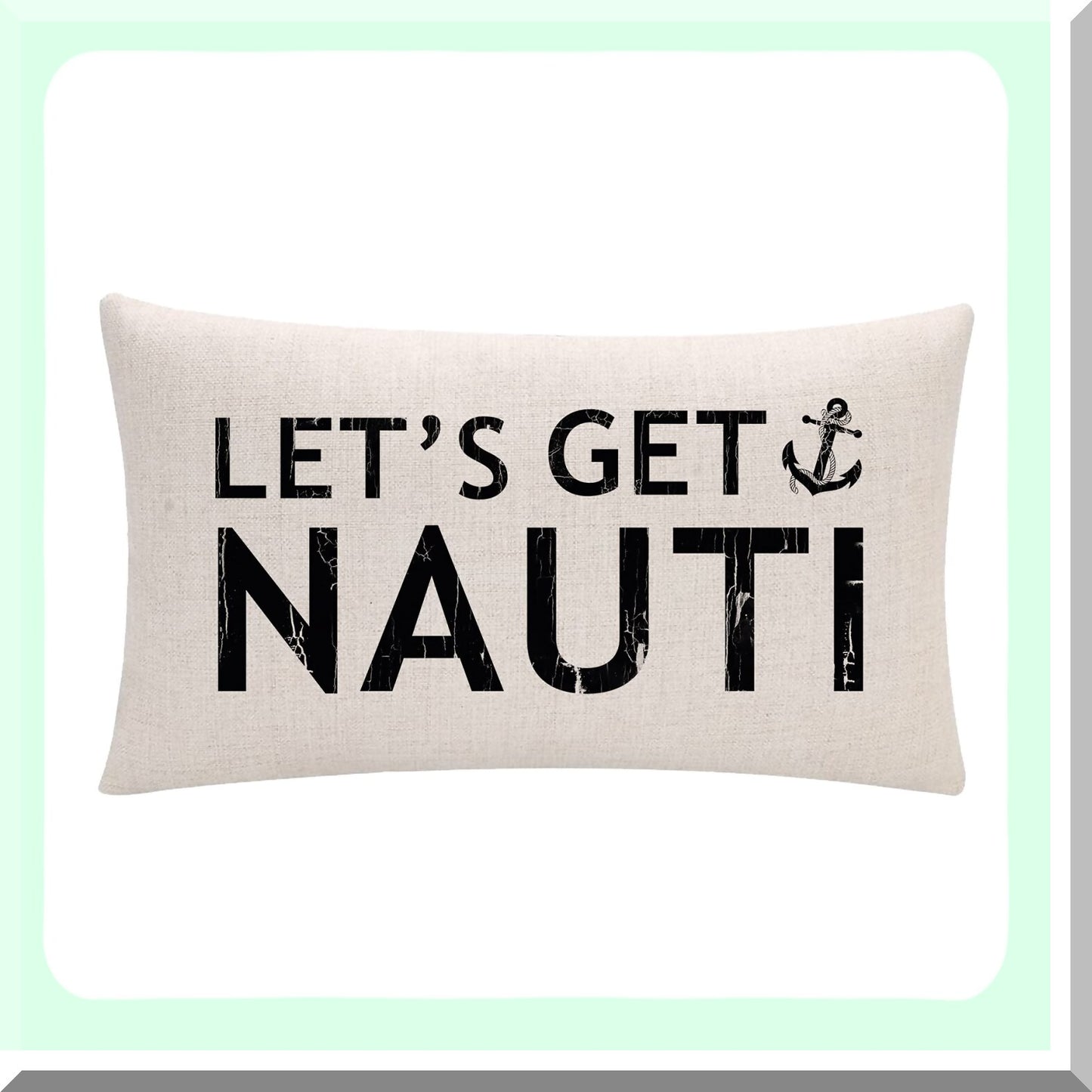 Nauti Anchor Coastal Lumbar Pillowcase - Beach House Decor Cushion Cover for Summer, Nautical Theme, 12x20 inch Size, Decorative Throw Pillow
