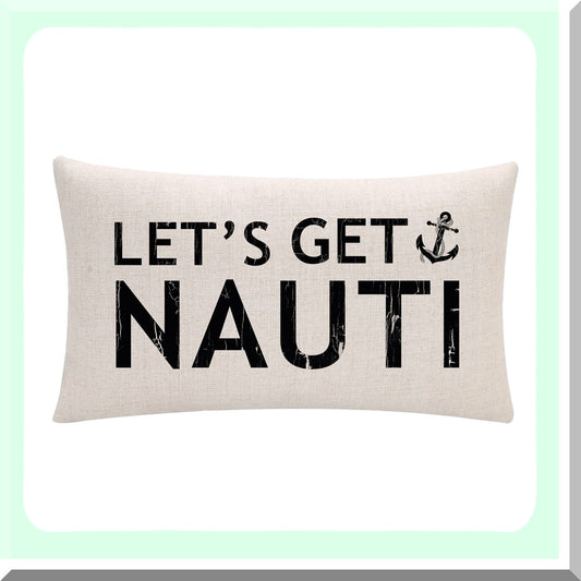 Nauti Anchor Coastal Lumbar Pillowcase for Beach Decor