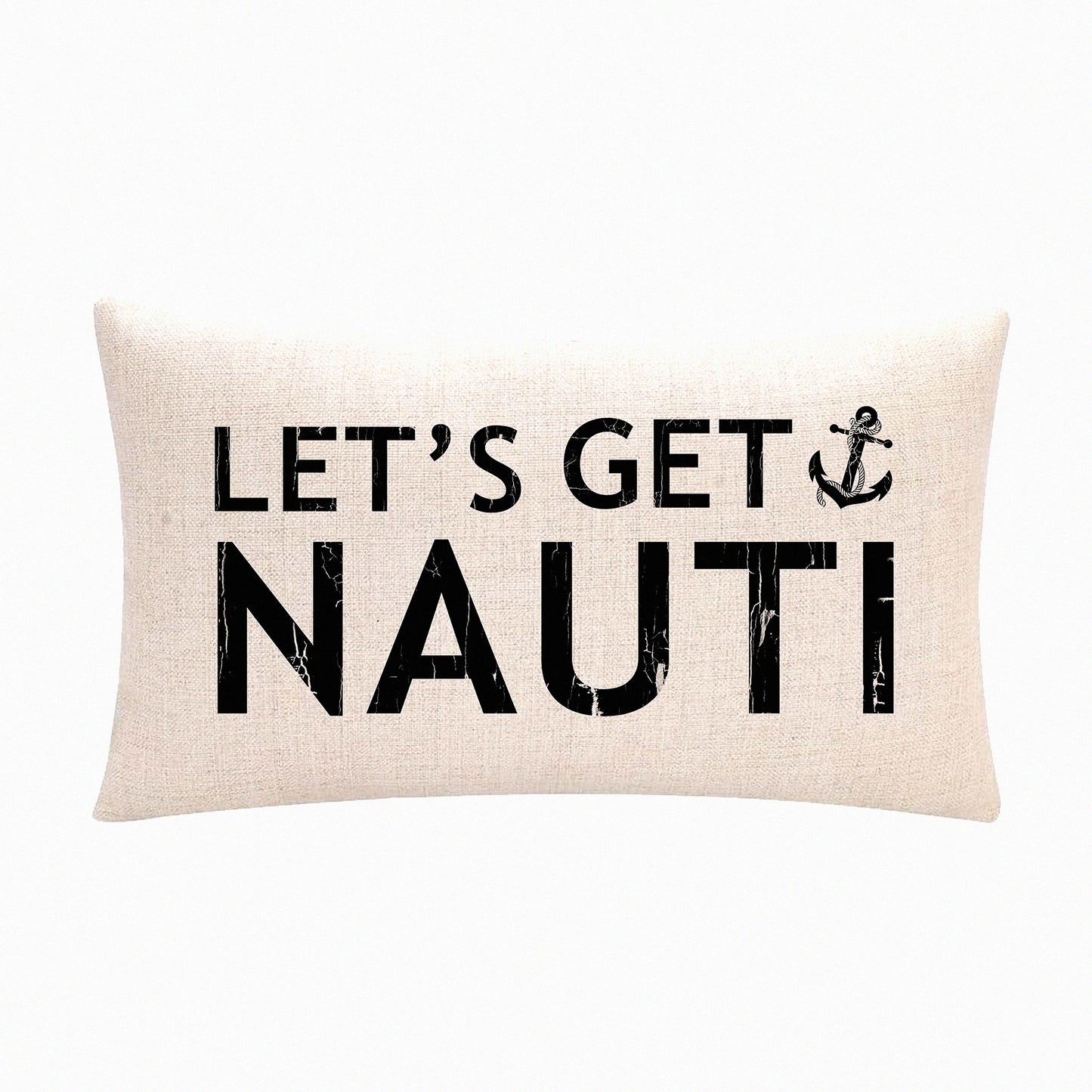Nauti Anchor Coastal Lumbar Pillowcase - Beach House Decor Cushion Cover for Summer, Nautical Theme, 12x20 inch Size, Decorative Throw Pillow