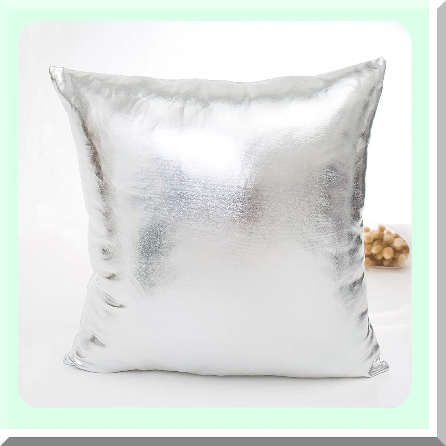 Shiny Metallic Leather Pillowcase Set - Modern Decorative Cushion Covers for Sofa/Bed/Party - Soft Square Throw Pillow Covers - 18 x 18 Inch Silver Pack