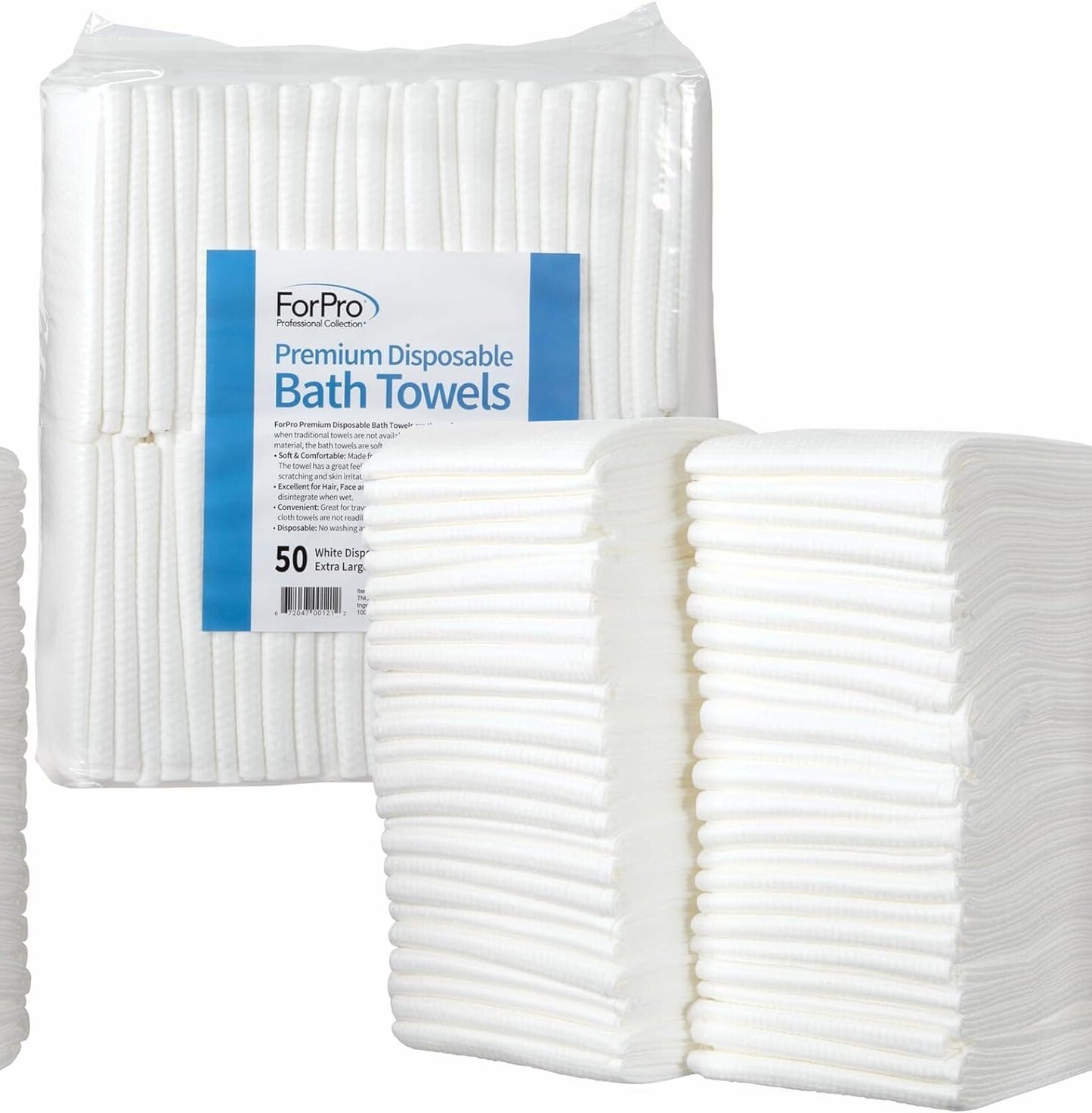 Disposable Bath Towels, White, 15" x 31.5", 50 Count