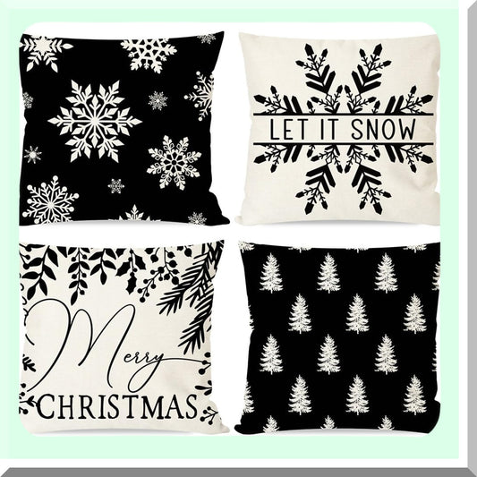 Winter Snowflake Pillow Covers Set of 4 18x18