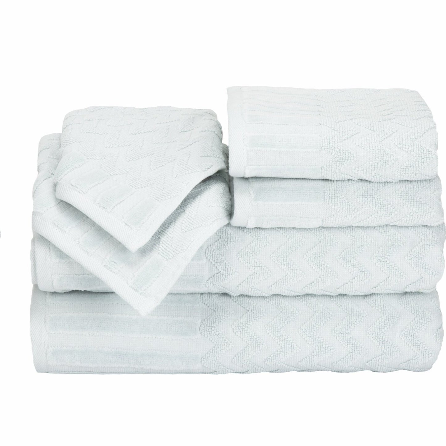 6-Piece Cotton Bath Towel Set Chevron Pattern Seafoam