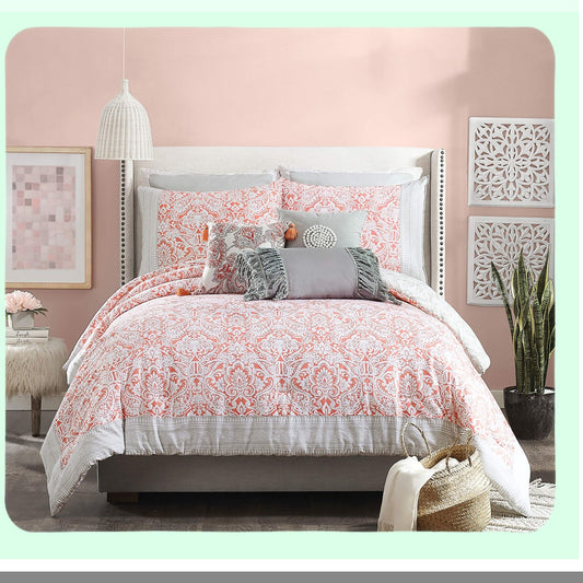 Pink Grey Coral Comfort Twin XL Set