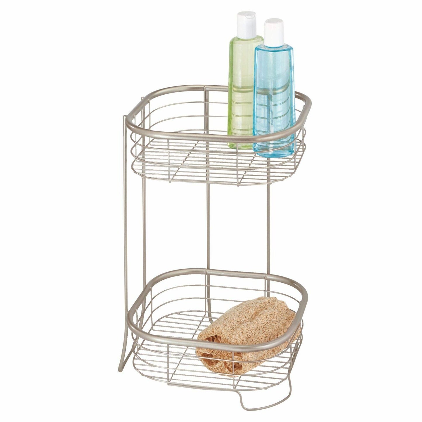 Metal Wire Corner Shower Tower Caddy 2-Tier Silver