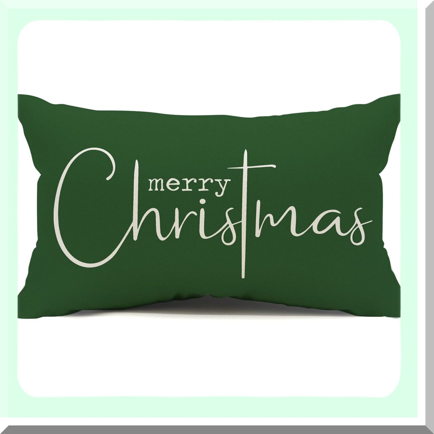 Merry Beige Cotton Linen Throw Pillow Cover - Decorative Sofa Cover for Rectangle Pillows - 12X20 inches Length - Cloth Decor