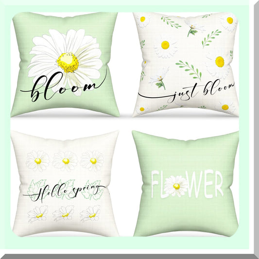 Bloom & Green Farmhouse Pillow Covers 18x18 for Spring and Summer
