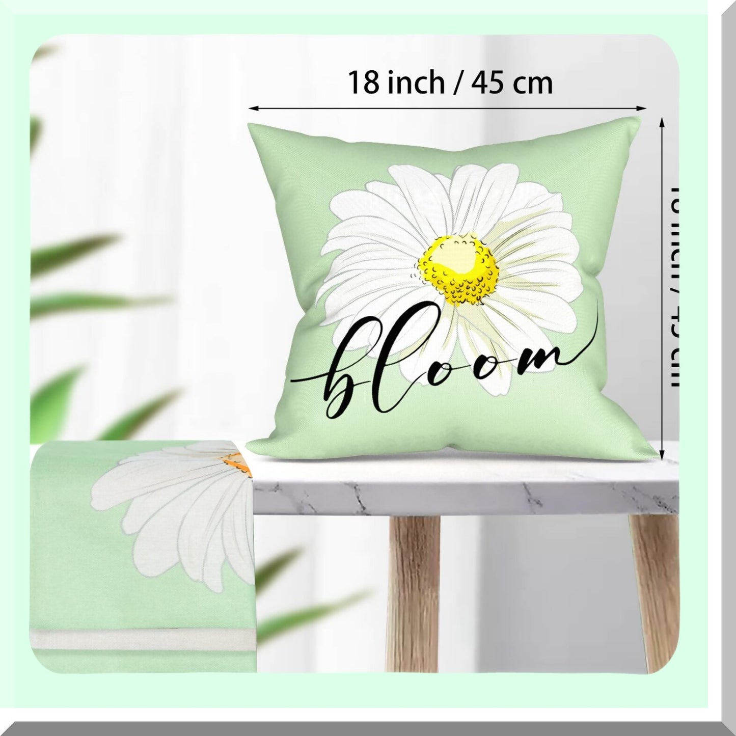 Bloom & Green Farmhouse Pillow Covers - Spring Daisy Decorative Cushion Cases for Couch & Outdoor Decorations, Hello Spring 18x18 Summer Throw Pillows