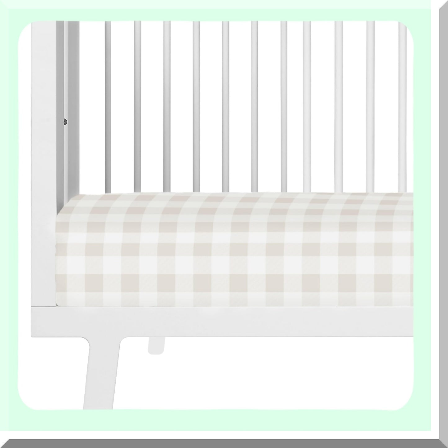 ButterSoft Breathable Crib Sheet Set - GOTS Cotton Fitted Sheet & Pillowcase - Hypoallergenic Beige Plaid Nursery Bedding - 28"x52" Neutral Brown