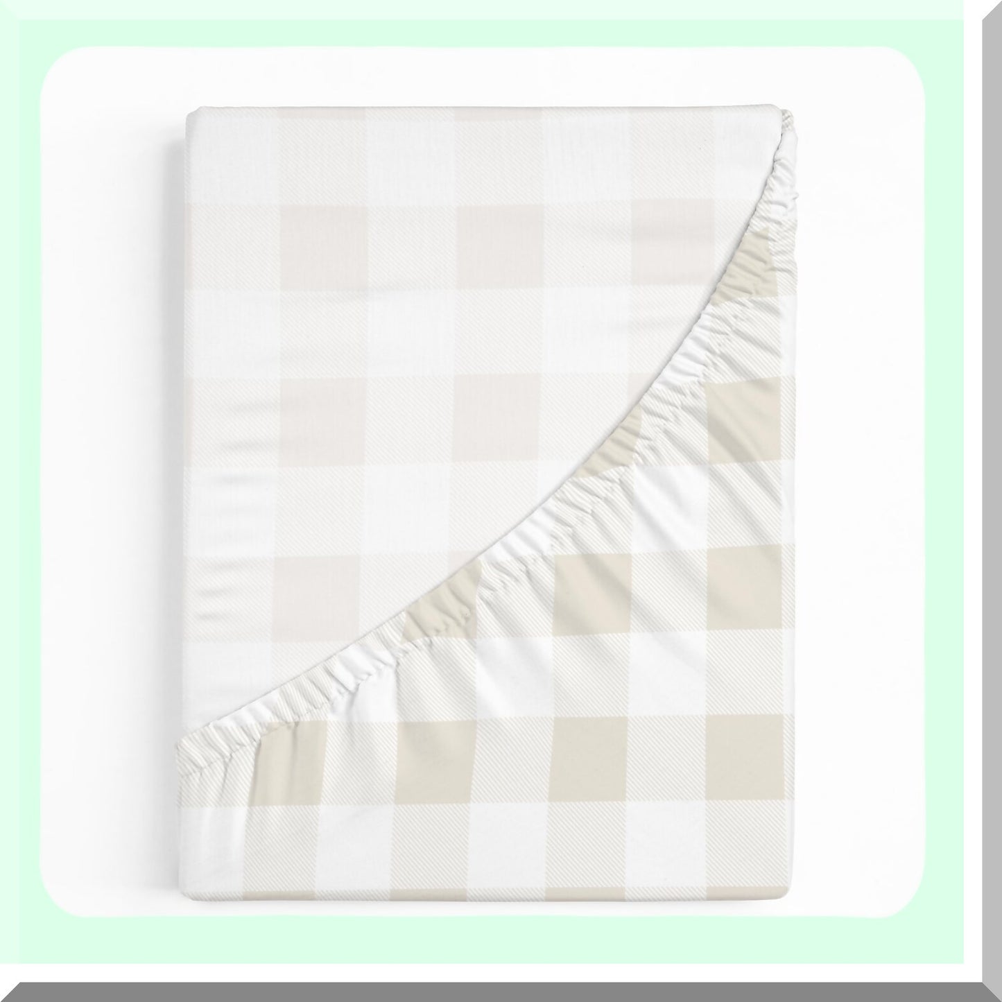 ButterSoft Breathable Crib Sheet Set - GOTS Cotton Fitted Sheet & Pillowcase - Hypoallergenic Beige Plaid Nursery Bedding - 28"x52" Neutral Brown