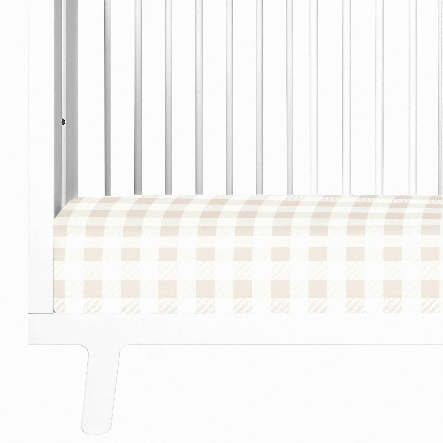 ButterSoft Breathable Crib Sheet Set - GOTS Cotton Fitted Sheet & Pillowcase - Hypoallergenic Beige Plaid Nursery Bedding - 28"x52" Neutral Brown