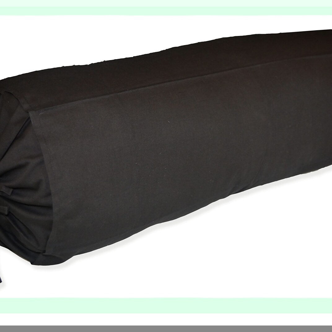 Cotton Comfort Neck Roll Pillow Cover - Black Drawstring Closure - 6x16 inches - Removable Cover - 100% Cotton - 6" Diameter - Black Cover Only