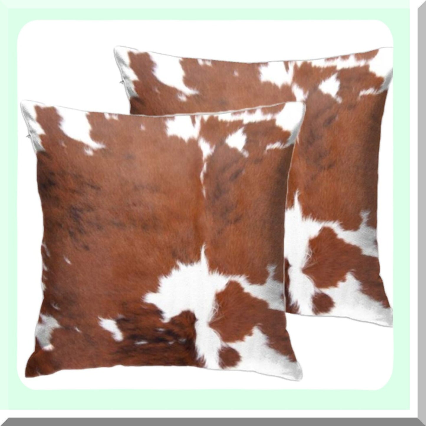 Cowhide Farmhouse Decor Pillow Cover - Brown White Cow Print Western Home Cushion - Sofa Bedroom 18x18 Inch Velvet - Farm Animal Theme